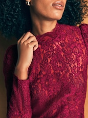 Boden Red Lace Detail Top - Image 2 of 6