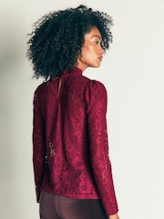 Boden Red Lace Detail Top - Image 3 of 6