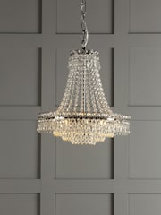 Laura Ashley Chrome Enid Cut Glass Chandelier Large Light - Image 1 of 4