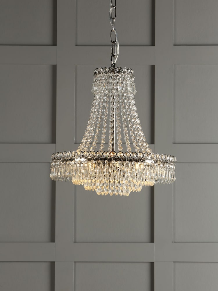 Laura Ashley Chrome Enid Cut Glass Chandelier Large Light - Image 1 of 4