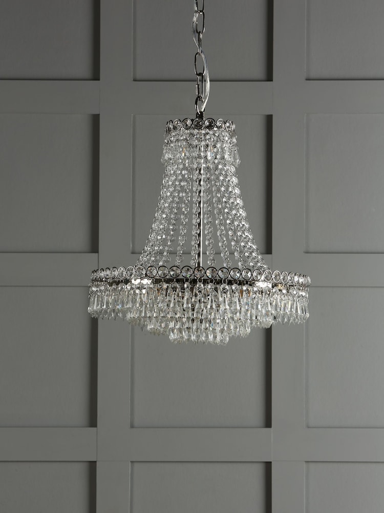 Laura Ashley Chrome Enid Cut Glass Chandelier Large Light - Image 2 of 4