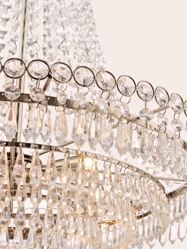Laura Ashley Chrome Enid Cut Glass Chandelier Large Light - Image 4 of 4