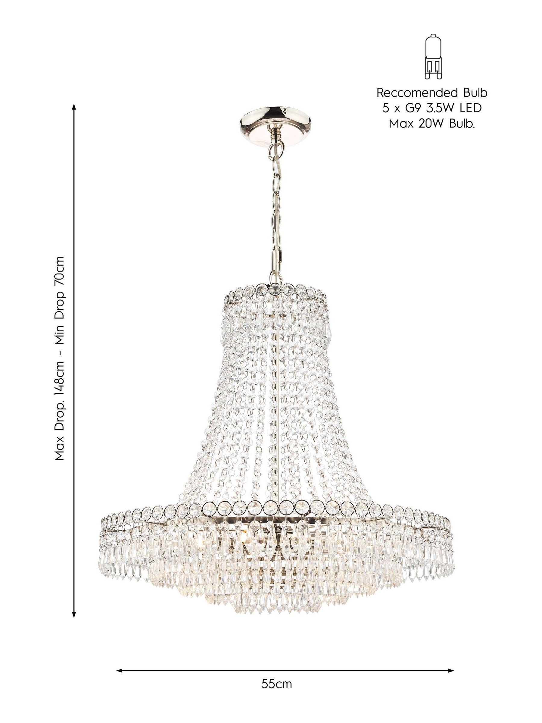 Buy Laura Ashley Chrome Enid Cut Glass Chandelier Large Ceiling Light from the Next UK online shop