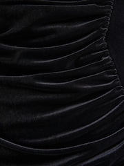 Club L London Black Jovita Velvet Cowl Neck Maxi Dress With Gathered Detailing - Image 4 of 4