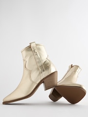 Champagne Gold Boho Standard/Wide Fit Forever Comfort® Leather Ankle Cowboy Boots - Image 10 of 10