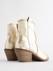 Champagne Gold Boho Standard/Wide Fit Forever Comfort® Leather Ankle Cowboy Boots - Image 8 of 10