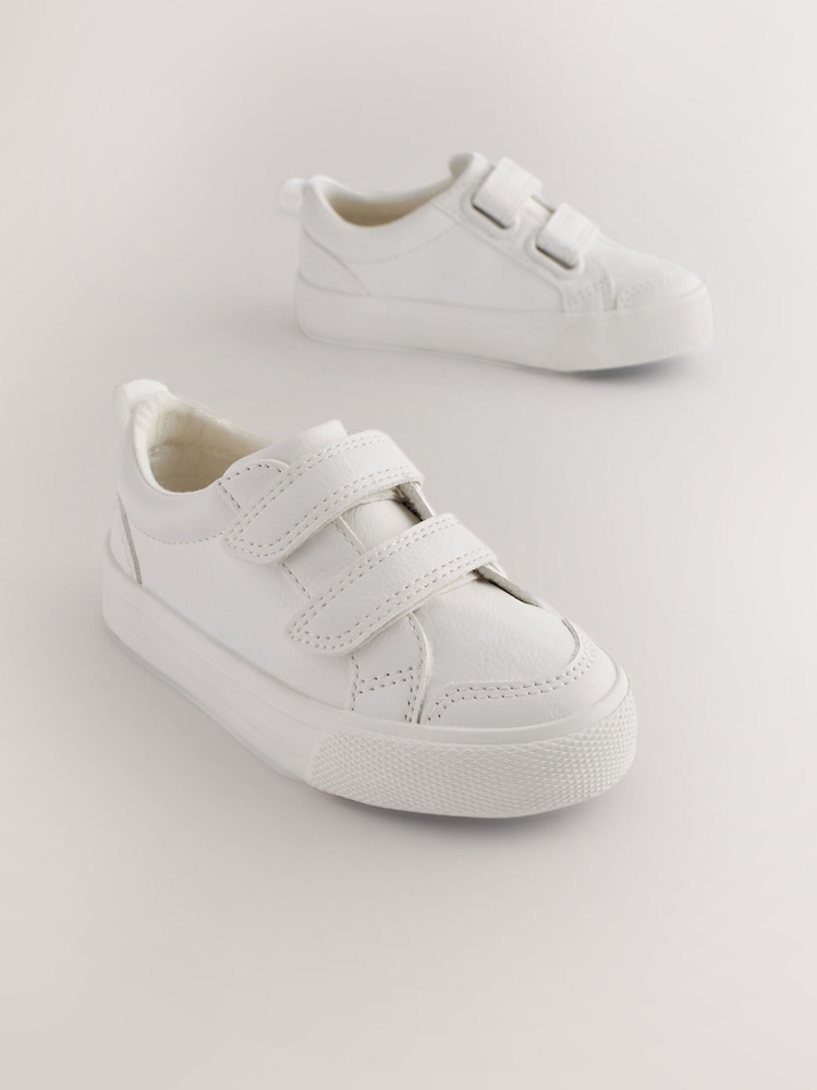 White Wide Fit (G) Two Strap Touch Fastening Trainers - Image 1 of 7