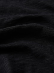 Black Crew Neck Linen Look Sub Jersey Cap Sleeve 100% Cotton T-Shirt - Image 6 of 6
