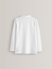 White 100% Cotton Long Sleeve School Polo Shirts 2 Pack (3-16yrs) - Image 3 of 4