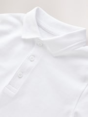 Biały - Long Sleeve School Polo Shirts 2 Pack (3-16yrs) - Image 5 of 6