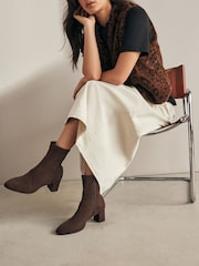 Chocolate Brown Standard/Wide Fit Forever Comfort® Ankle Sock Boots - Image 2 of 6