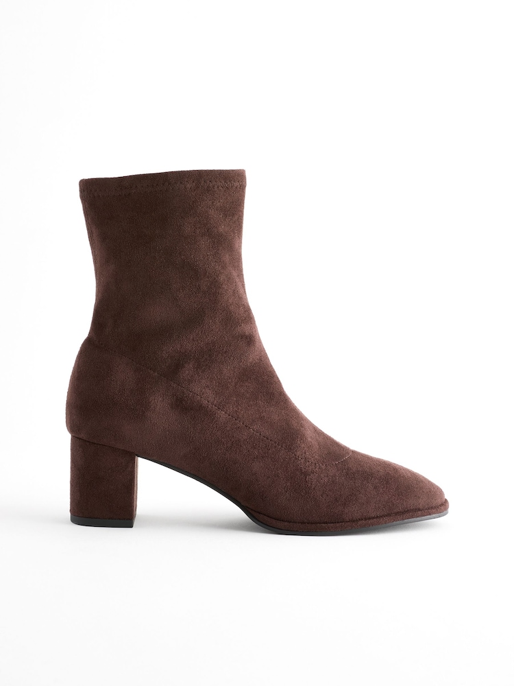 Chocolate Brown Standard/Wide Fit Forever Comfort® Ankle Sock Boots - Image 4 of 6