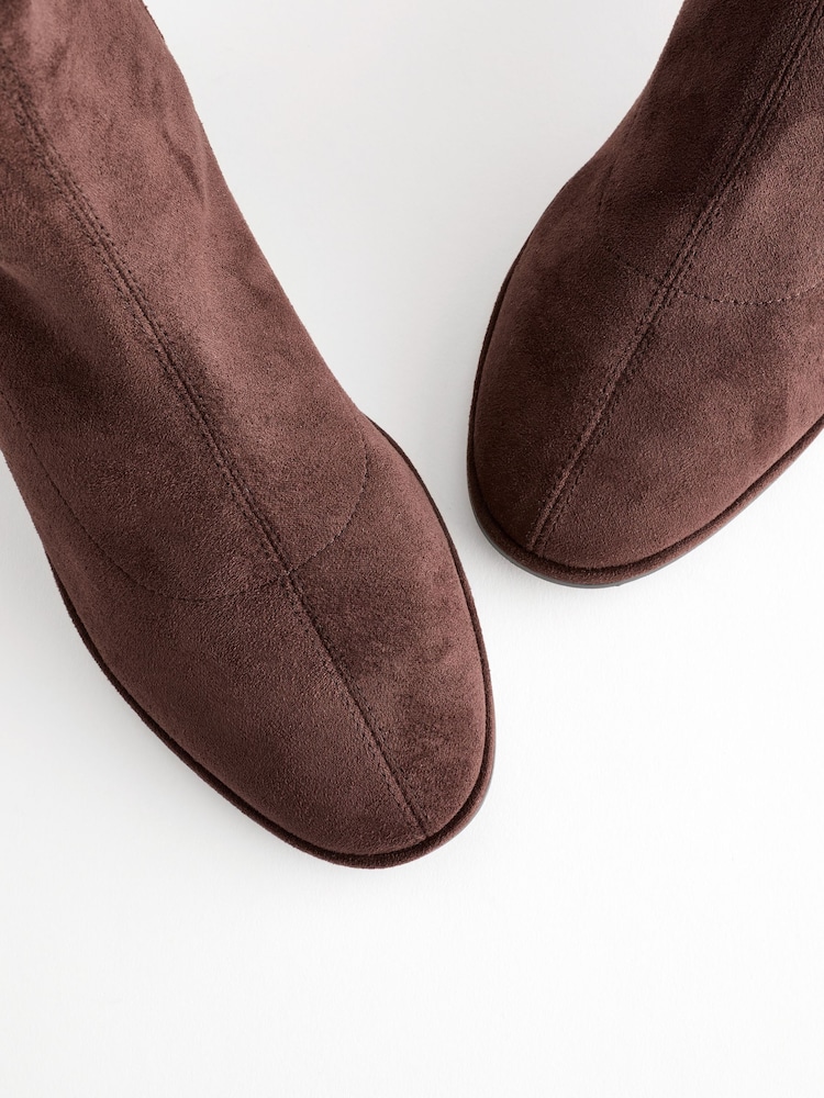Chocolate Brown Standard/Wide Fit Forever Comfort® Ankle Sock Boots - Image 5 of 6