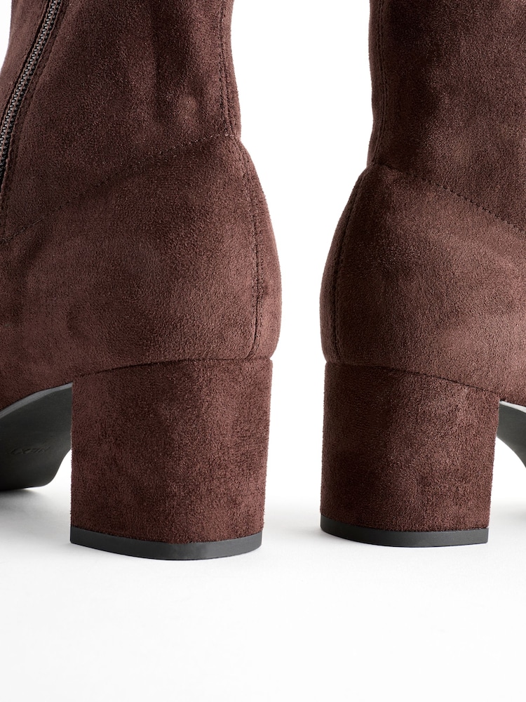 Chocolate Brown Standard/Wide Fit Forever Comfort® Ankle Sock Boots - Image 6 of 6