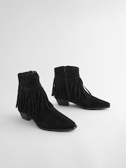 Black Forever Comfort® Fringe Ankle Western/ Cowboy Boots - Image 5 of 9