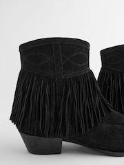 Black Forever Comfort® Fringe Ankle Western/ Cowboy Boots - Image 8 of 9