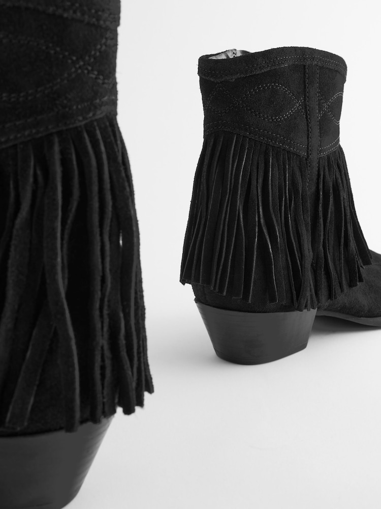 Black Forever Comfort® Fringe Ankle Western/ Cowboy Boots - Image 9 of 9