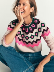 Rose - Boden Mae Fair Isle Knitted Jumper - Image 1 de 7