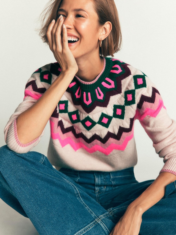 Rose - Boden Mae Fair Isle Knitted Jumper - Image 1 de 7 Rose - Boden Mae Fair Isle Knitted Jumper - Image 1 de 7