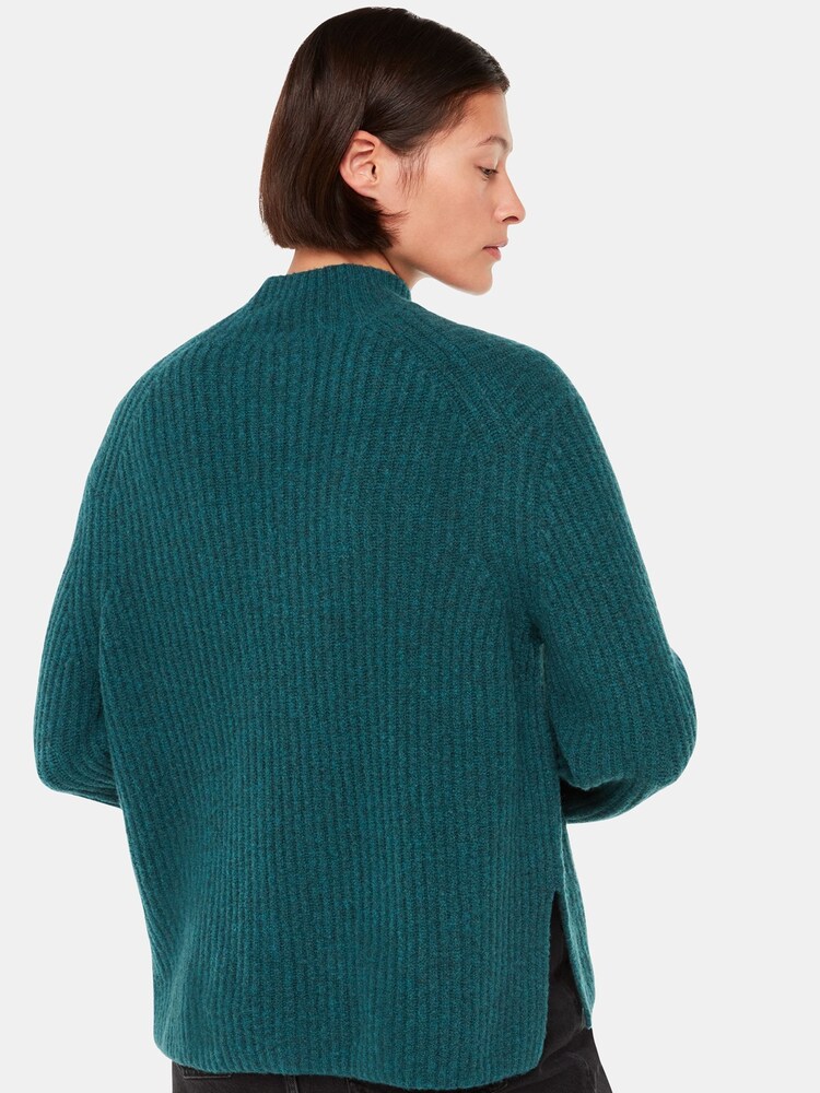 Whistles Blue Wool Mix Rib Funnel Neck Jumper - Image 2 of 5