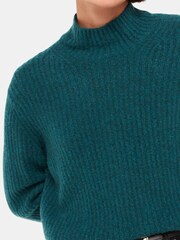 Whistles Blue Wool Mix Rib Funnel Neck Jumper - Image 4 of 5
