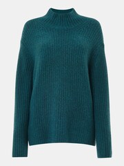 Whistles Blue Wool Mix Rib Funnel Neck Jumper - Image 5 of 5
