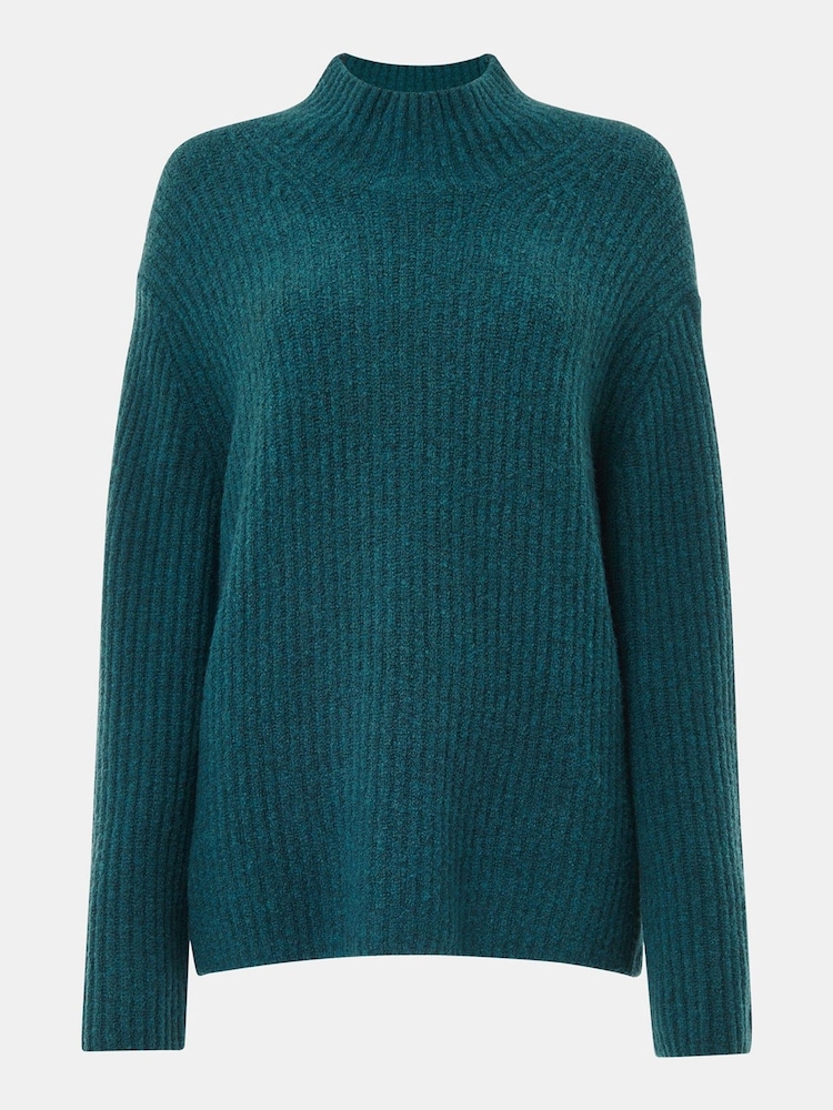 Whistles Blue Wool Mix Rib Funnel Neck Jumper - Image 5 of 5 Whistles Blue Wool Mix Rib Funnel Neck Jumper - Image 5 of 5