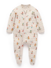 Neutralna boja - Purebaby Quilted Footed Print Two-Way Zip Sleepsuit - Slika 1 od 4