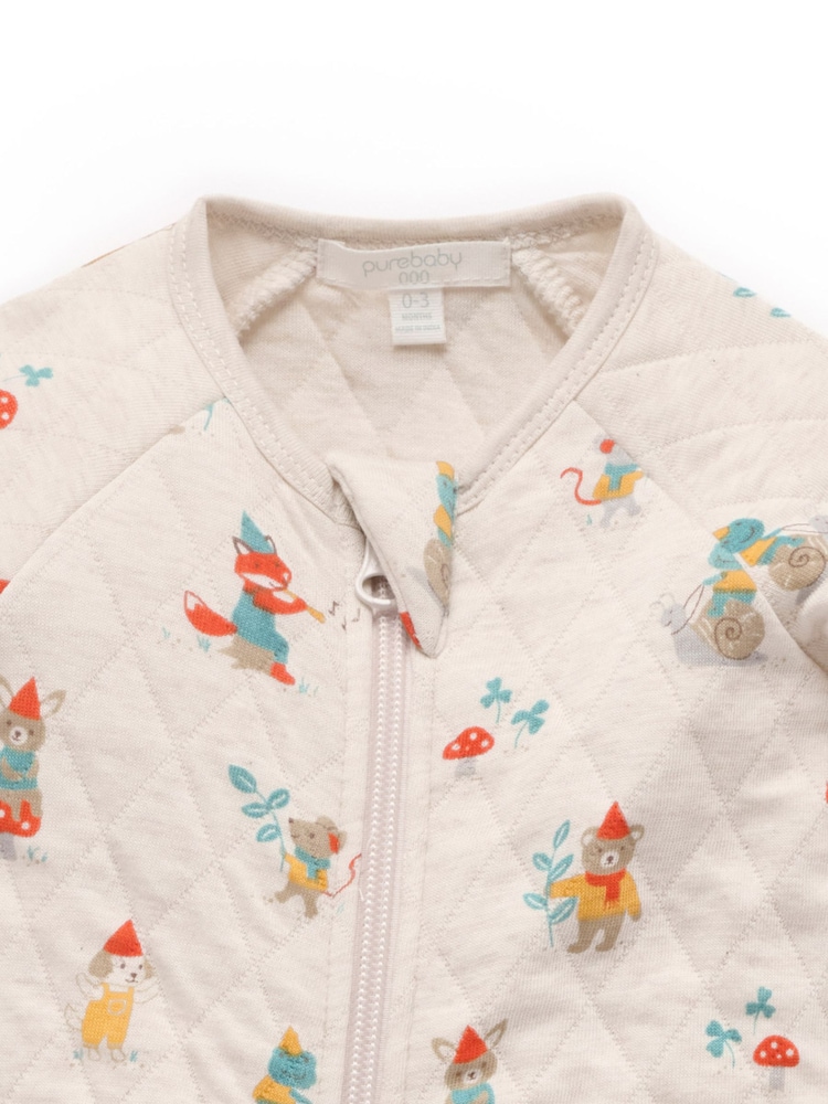 Neutralna boja - Purebaby Quilted Footed Print Two-Way Zip Sleepsuit - Slika 2 od 4