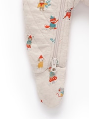Neutralna boja - Purebaby Quilted Footed Print Two-Way Zip Sleepsuit - Slika 4 od 4
