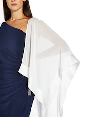 Adrianna Papell White Chiffon Cape Cover-Up - Image 4 of 5
