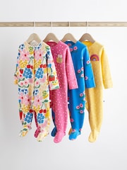 Multi Bright Baby 4 Pack Footed Sleepsuits (0-3yrs) - Image 1 of 13