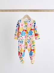 Multi Bright Baby 4 Pack Footed Sleepsuits (0-3yrs) - Image 3 of 13
