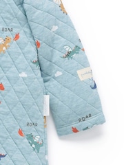 Plavo - Purebaby Quilted Footed Print Two-Way Zip Sleepsuit - Slika 2 od 4