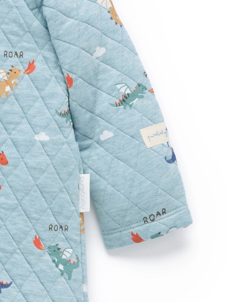 Plavo - Purebaby Quilted Footed Print Two-Way Zip Sleepsuit - Slika 2 od 4