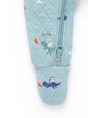 Plavo - Purebaby Quilted Footed Print Two-Way Zip Sleepsuit - Slika 3 od 4