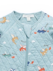 Plavo - Purebaby Quilted Footed Print Two-Way Zip Sleepsuit - Slika 4 od 4