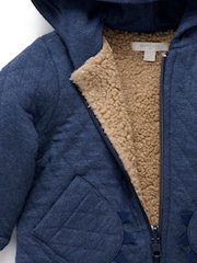Purebaby Blue Quilted Dragon Zip Jacket - Image 6 of 7