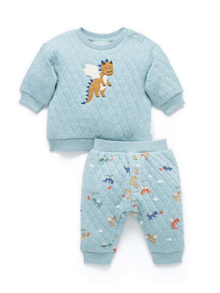 Purebaby Blue Quilted Track Set - Image 1 of 4 Purebaby Blue Quilted Track Set - Image 1 of 4
