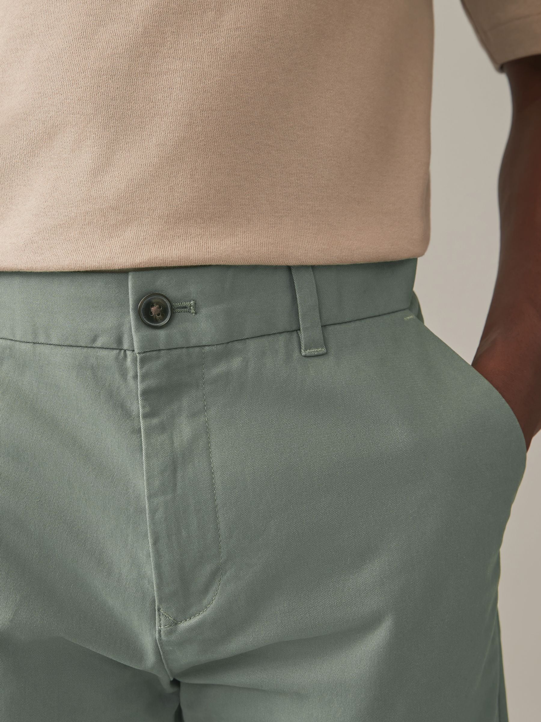 Buy Green Light Straight Fit Stretch Chinos Trousers from
