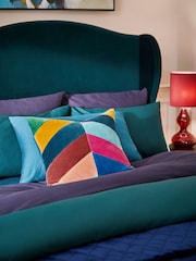 Multi Bright 50 x 50cm Vertical Velvet Stripe Cushion - Image 1 of 5