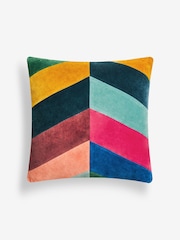 Multi Bright 50 x 50cm Vertical Velvet Stripe Cushion - Image 2 of 5