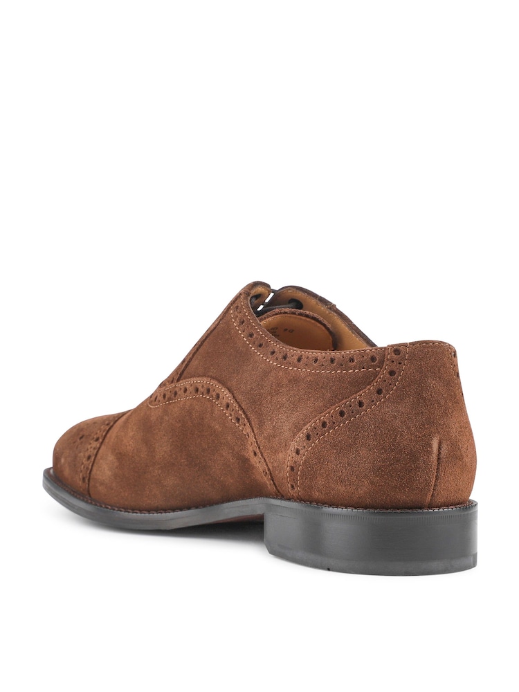 棕色麂皮 - Jones Bootmaker Maynard 皮革 Oxford 花紋鞋 - 圖片 2/5