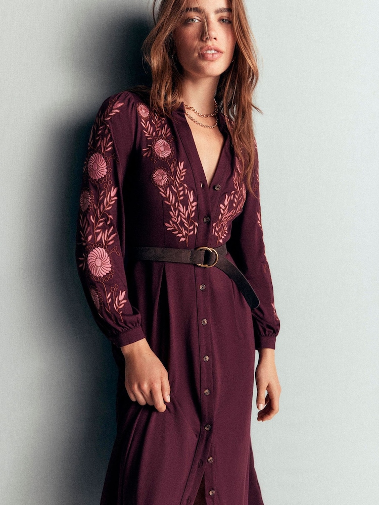 Boden Purple Juliet Jersey Midi Dress - Image 1 of 6