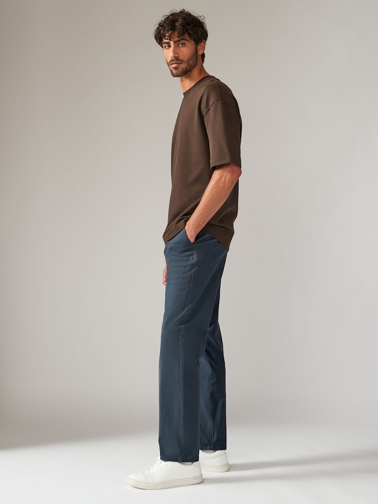 Bleu Gris Moyen - Ajustement droit - Pantalon chino stretch - Image 3 of 10