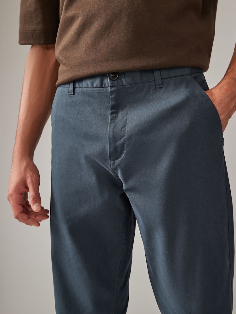 Bleu Gris Moyen - Ajustement droit - Pantalon chino stretch - Image 5 of 10
