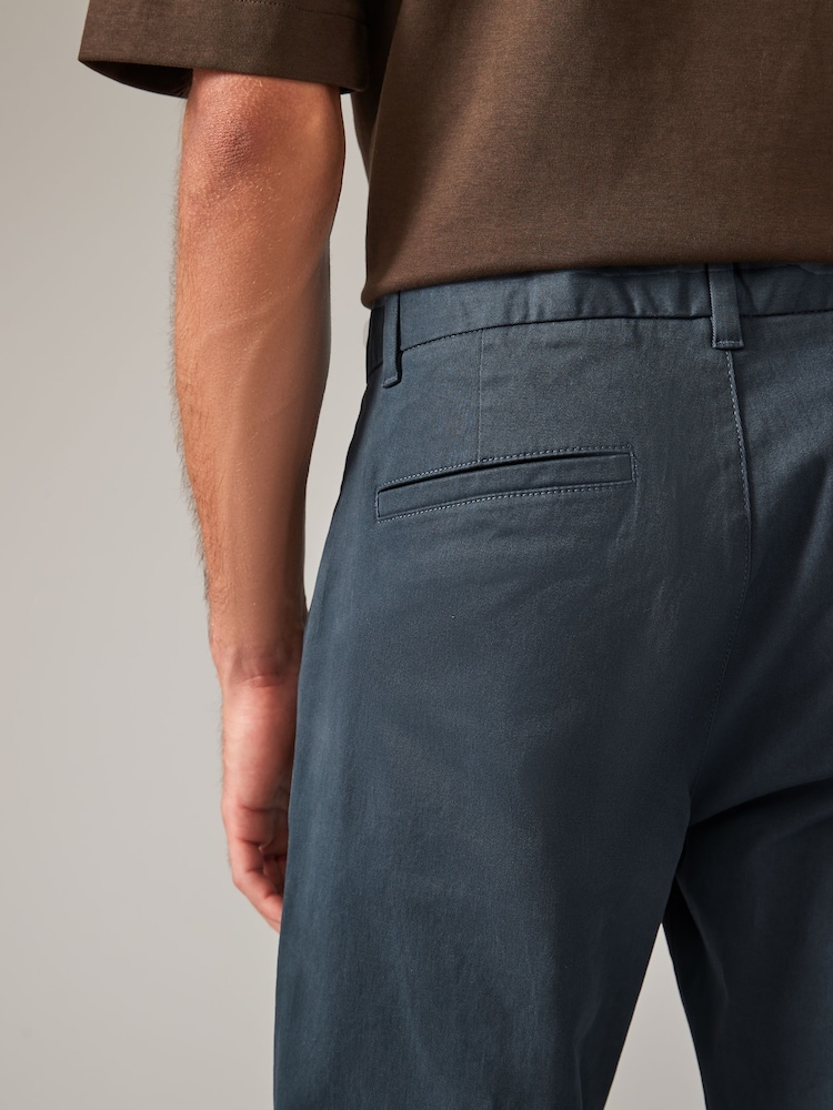 Bleu Gris Moyen - Ajustement droit - Pantalon chino stretch - Image 6 of 10