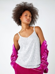 Dusk Metallic Sequin Sparkle Layered Cami Top - Image 1 of 5