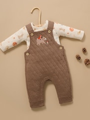 Purebaby Brown Quilted Bear Overall All-In-One - Image 3 of 7