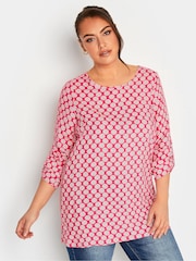 Yours Curve Red Tab Sleeve Blouse - Image 1 of 4